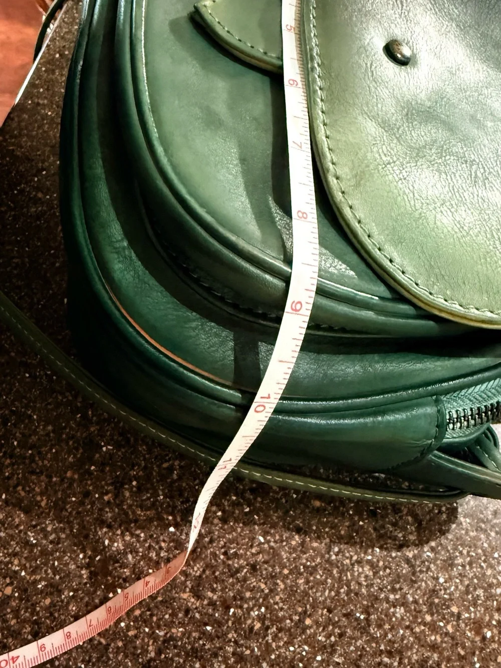 Old Trend Deep Green Leather Crossbody Saddle Bag with Flap